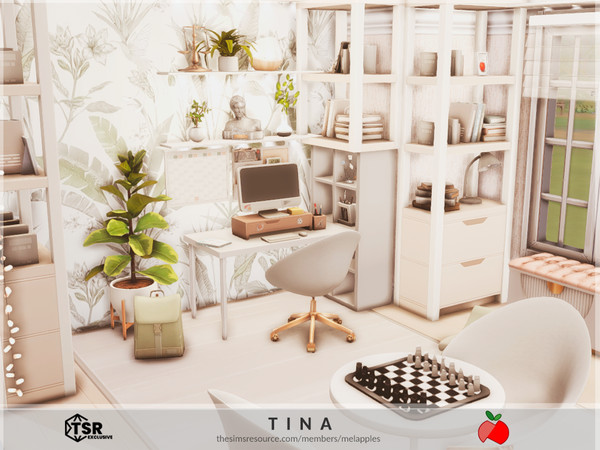 Sims 4 — Tina - office by melapples — a small home office in neutrals colors. enjoy! 5x5
