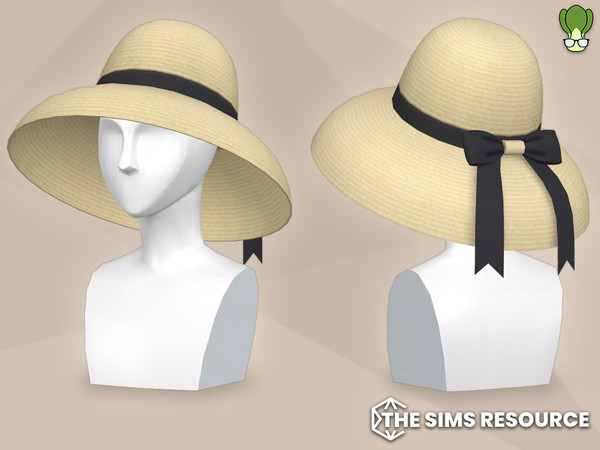 Sims 4 — Black Bow Summer Hat Set by kapakijo — Summer hat for adult to toddler available in 6 colors.