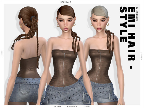 Sims 4 — Emi Hairstyle by Leah_Lillith — There is an optional recolor (color wheel) which can be found in the FACE PAINT