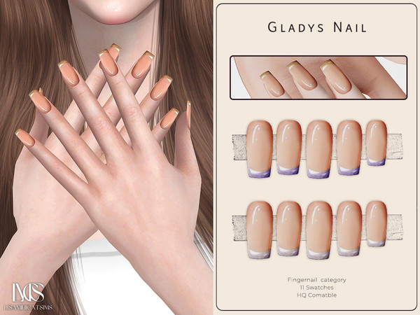 Sims 4 — Gladys Nail by VELYSEA — -Fingernail category -HQ comatble -11 swatches