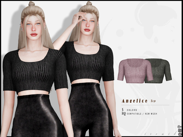 Sims 4 — Angelice SET - Top by _ironik_ — -5 Colors
