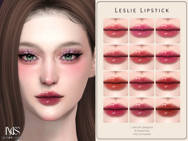 Sims 4 — Leslie Lipstick by Lisaminicatsims — -Lipstick category -HQ comatble -12 swatches