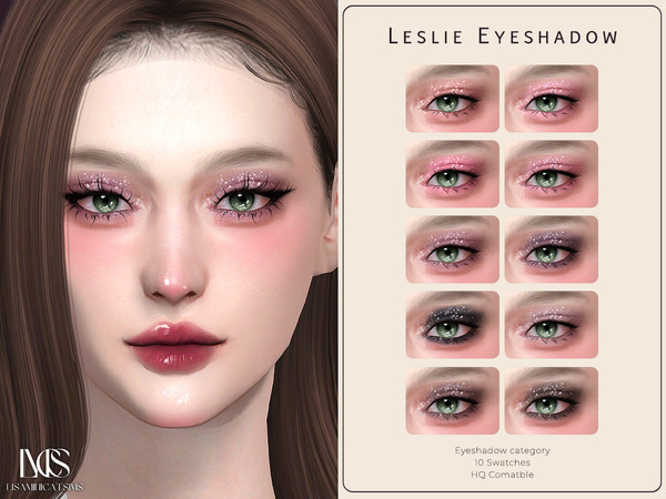 Sims 4 — Leslie Eyeshadow by VELYSEA — -Eyeshadow category -HQ comatble -10 swatches
