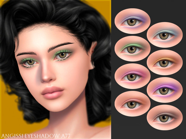 Sims 4 — Eyeshadow A77 by ANGISSI — PREVIEWS MADE USING HQ MOD 8 colors