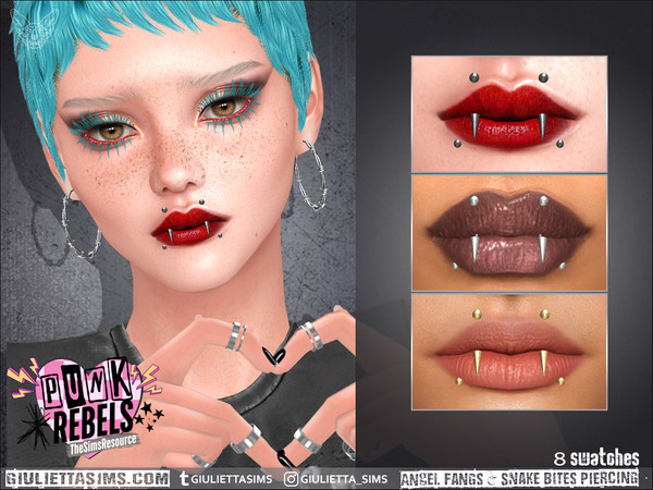 Sims 4 — Punk Rebels - Angel Fangs And Snake Bites Piercing by feyona — Angel Fangs And Snake Bites Piercing come with 8