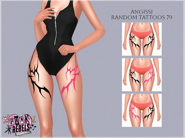 Sims 4 — Random tattoos 79 by ANGISSI — PREVIEWS MADE USING HQ MOD 3 colors