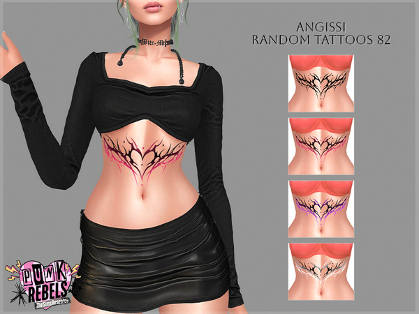 Sims 4 — Random tattoos 82 by ANGISSI — PREVIEWS MADE USING HQ MOD HQ compatible