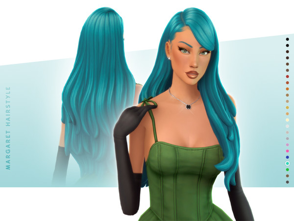 Sims 4 — Margaret Hairstyle - Style 4 by simcelebrity00 — This super long length side parted hairstyle comes in the 24 EA