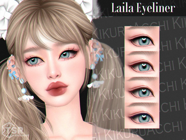 Sims 4 — Laila Eyeliner by Kikuruacchi — - It is suitable for Female and Male. ( Teen to Elder ) - 4 swatches - HQ