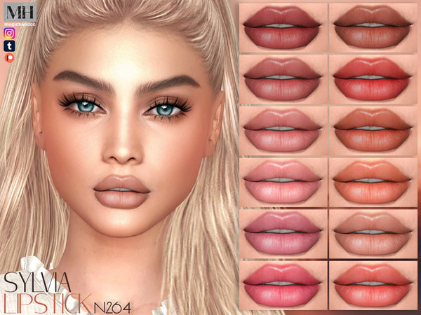 Sims 4 — Sylvia Lipstick N264 by MagicHand — Matte lips with teeth in 16 colors - HQ Compatible.