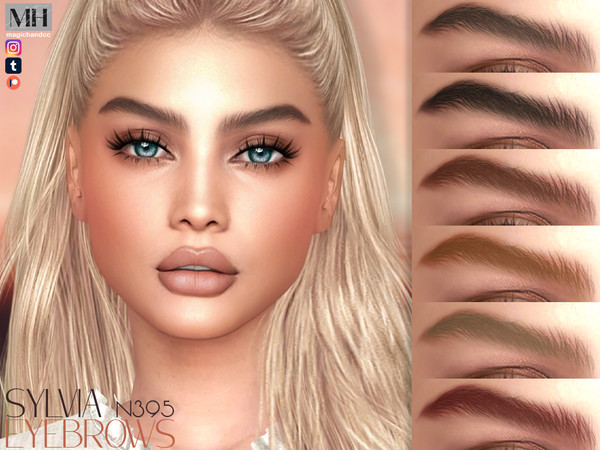 Sims 4 — Sylvia Eyebrows N395 by MagicHand — Soft arch brows in 13 colors - HQ Compatible.