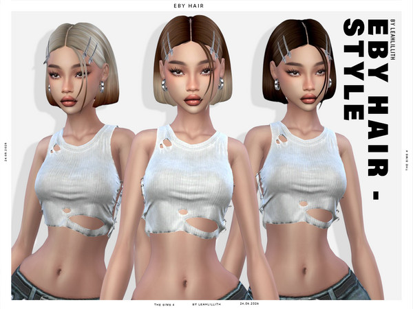 Sims 4 — Eby Hairstyle by Leah_Lillith — There is an optional recolor (color wheel) which can be found in the FACE PAINT