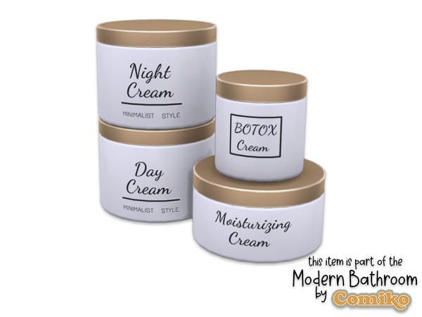 Sims 4 — Comiko Modern Bathroom Creams by Comiko — Part 3 - Modern Bathroom Set is base game compatible and consist of 7