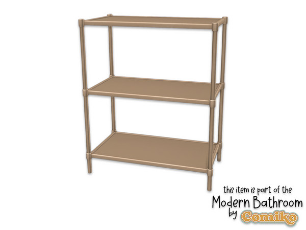 Sims 4 — Comiko Modern Bathroom Shelves by Comiko — Part 3 - Modern Bathroom Set is base game compatible and consist of 7