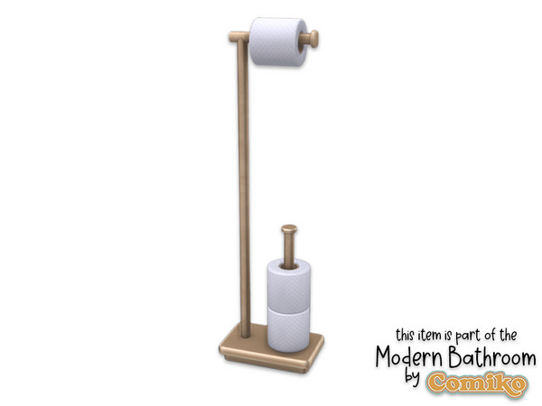 Sims 4 — Comiko Modern Bathroom Toilet Paper Stand by Comiko — Part 4 - Modern Bathroom Set is base game compatible and