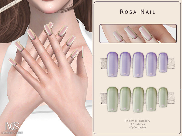 Sims 4 — Rosa Nail by VELYSEA — -Fingernail category -HQ comatble -14 swatches