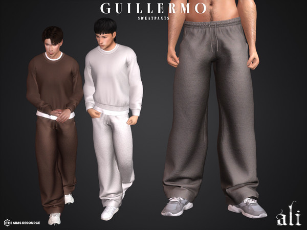 Sims 4 — GUILLERMO sweatpants by ali1 — Wide Leg Sweatpants