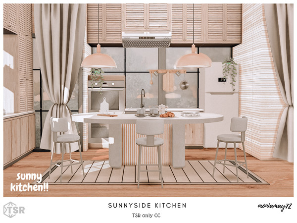 Sims 4 — Sunnyside Kitchen by Moniamay72 — A beautiful modern kitchen in light wooden colors.