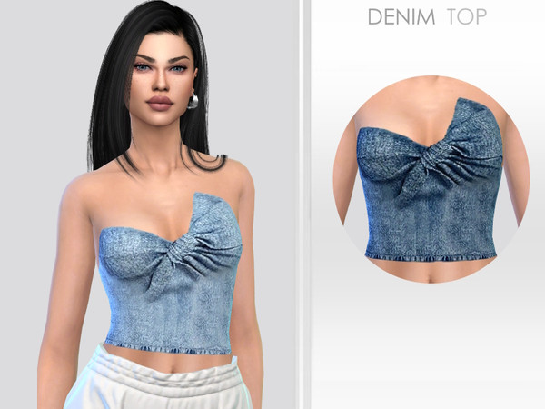 Sims 4 — Denim Top by Puresim — Denim top in 2 swatches.