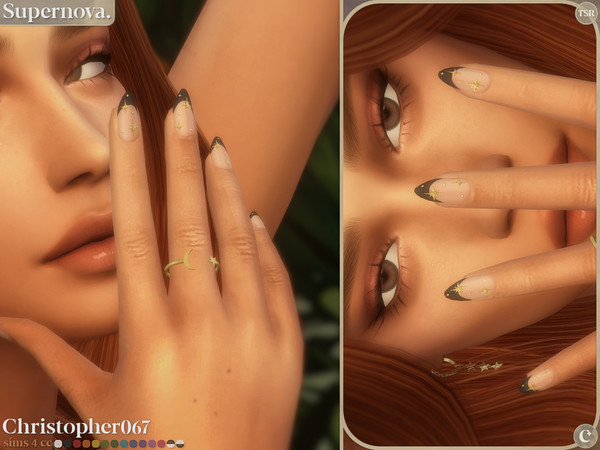 Sims 4 — Supernova Nails by christopher0672 — This is an out-of-this-world set of almond-shaped French tip manicure