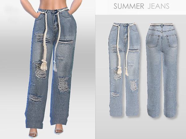 Sims 4 — Summer Jeans by Puresim — Denim jeans for summer