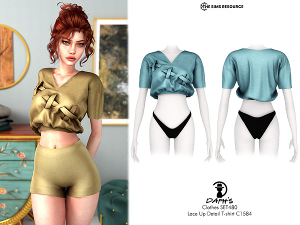 Sims 4 — Clothes SET480 - Lace Up Detail T-shirt C1584 by Daph's — 6 Swatches