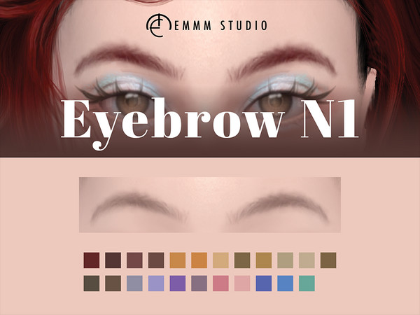 Sims 4 — Eyebrow Natural 1 by EMMMcc — A collection of 23 shades for naturally styled thin, arch eyebrows. Featuring