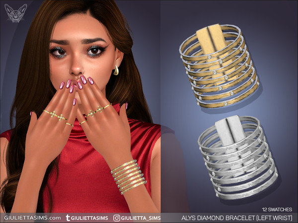 Sims 4 — Alys Diamond Bracelet (left wrist) by feyona — Alys Diamond Bracelet (left wrist) comes with 12 swatches.