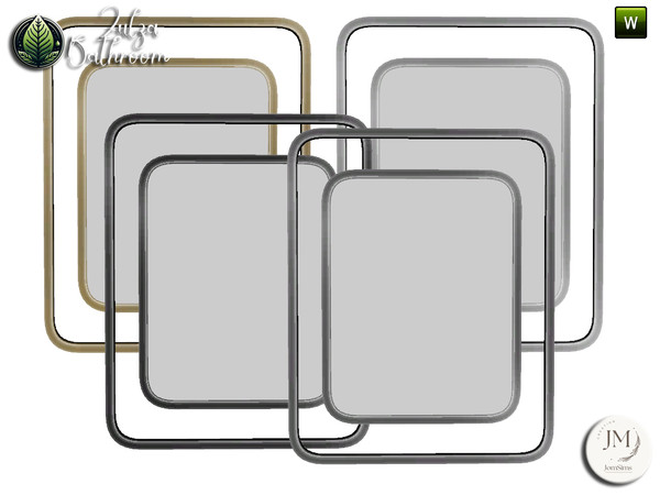 Sims 4 — zulza bathroom wall mirror by jomsims — Natural wood bathroom set with modern bathtub,