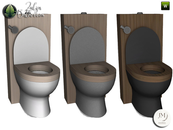 Sims 4 — zulza bathroom toilet by jomsims — Natural wood bathroom set with modern bathtub,
