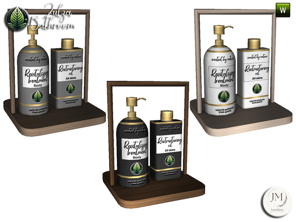 Sims 4 — zulza bathroom deco products1 by jomsims — Natural wood bathroom set with modern bathtub,