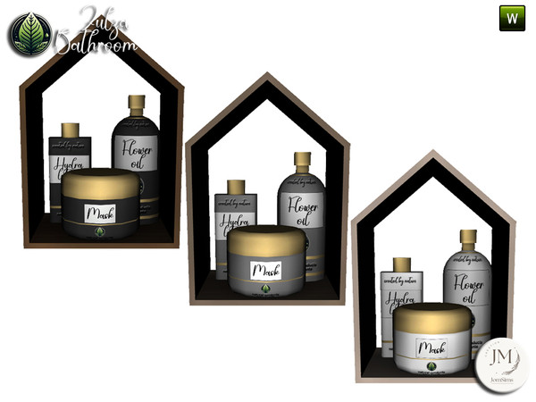 Sims 4 — zulza bathroom deco products5 by jomsims — Natural wood bathroom set with modern bathtub,