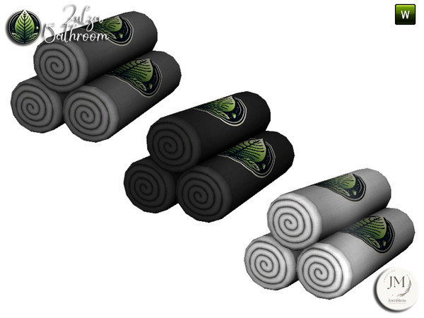 Sims 4 — zulza bathroom deco towels1 by jomsims — Natural wood bathroom set with modern bathtub,
