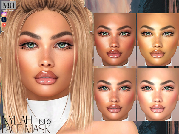 Sims 4 — [Patreon] Nylah Face Mask N116 by MagicHand — Stunning face in 6 skin color variations - HQ Compatible.