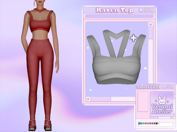 Sims 4 — Raven top by Velomiatelier — Get your Sims running in this top, perfect for exercising or just going for a
