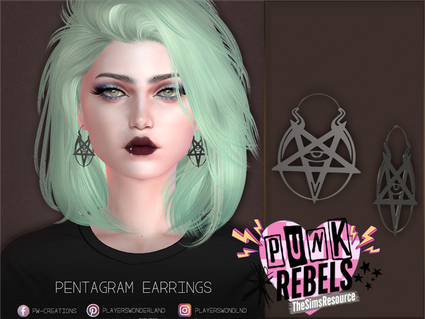 Sims 4 — Punk Rebels Pentagram Earrings by PlayersWonderland — Part of the Punk Rebels collection. - 6 Swatches