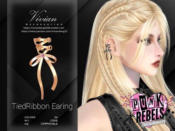 Sims 4 — VivianDang_AF_Earing_TiedRibbon_R.package by VivianDang — - All new meshes
