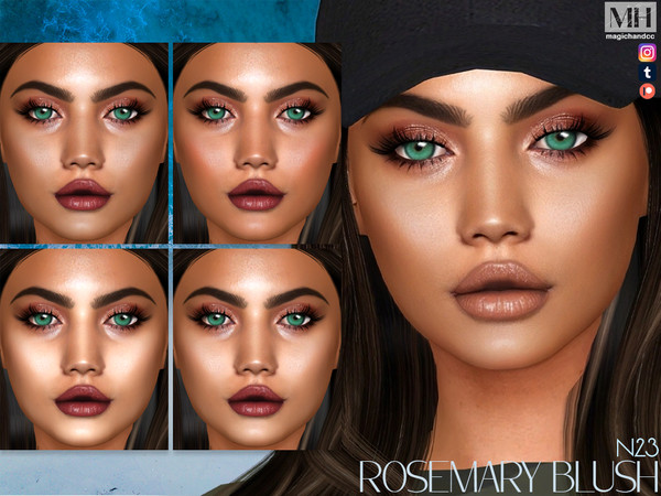 Sims 4 — Rosemary Blush N23 by MagicHand — Deep, radiant blush tones for sculpted cheeks in 9 colors - HQ Compatible.
