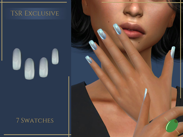 Sims 4 — Glazed Nails by Pitted0live — High gloss pastel colored square nails Custom catalog image
