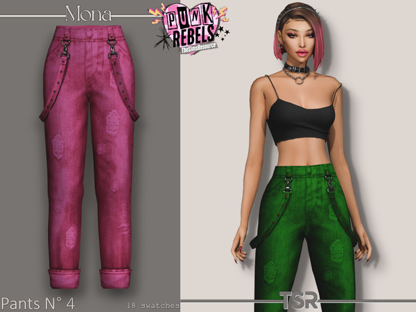 Sims 4 — PunkRebel_Pants_4 by Mona — -New mesh-