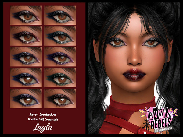 Sims 4 — Punk Rebels - Raven Eyeshadow by Layla — Previews were made using HQ Mod