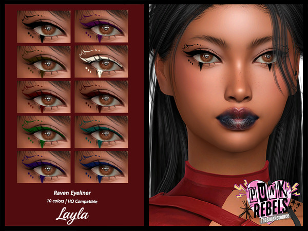 Sims 4 — Punk Rebels - Raven Eyeliner by Layla — Previews were made using HQ Mod