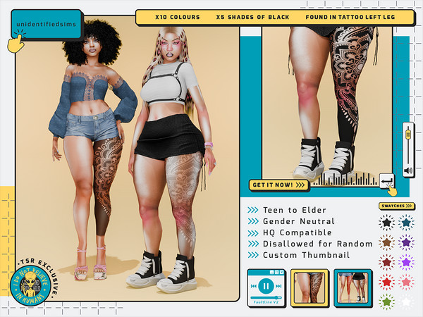 Sims 4 — Faultline V2 Tattoo by unidentifiedsims — 10 Colours