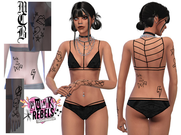 Sims 4 — Punk Lower Back Tattoo by MaruChanBe2 — Punk themed tattoos for your cuties.