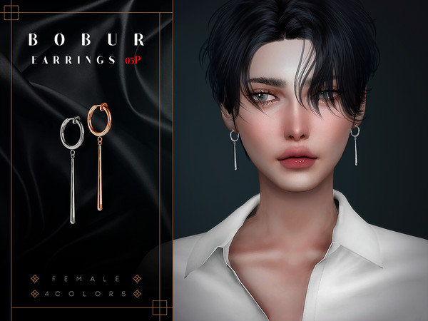 Sims 4 — (Patreon) Dangling earrings by Bobur2 — Dangling earrings in the shape of a nail for female