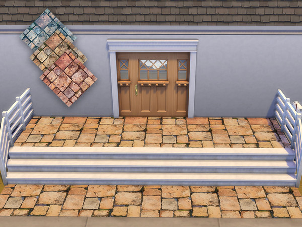 Sims 4 — Old World Stone by Sinegosa — Step back in time with Old World Stone, a charmingly weathered paver that evokes