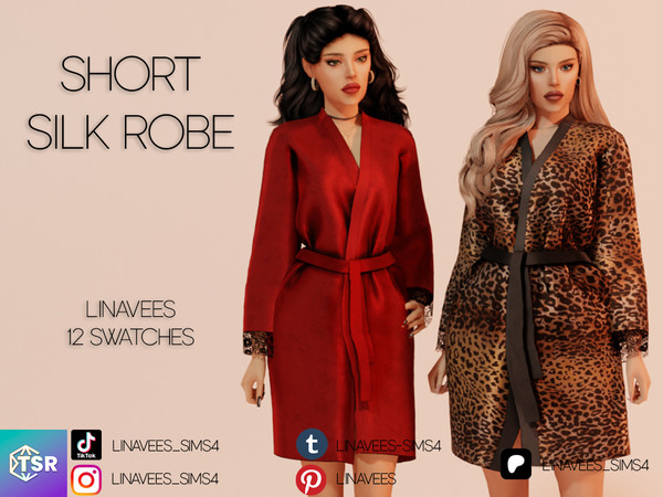 Sims 4 — ALIVIA - SHORT SILK ROBE by linavees — New Mesh