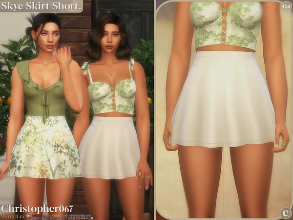 Sims 4 — Skye Skirt - Short by christopher0672 — This is a super cute, short, & flowy high-waisted mini skirt! --