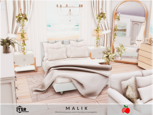 Sims 4 — Malik - bedroom by melapples — a modern bedroom with a tv. enjoy! 7x6