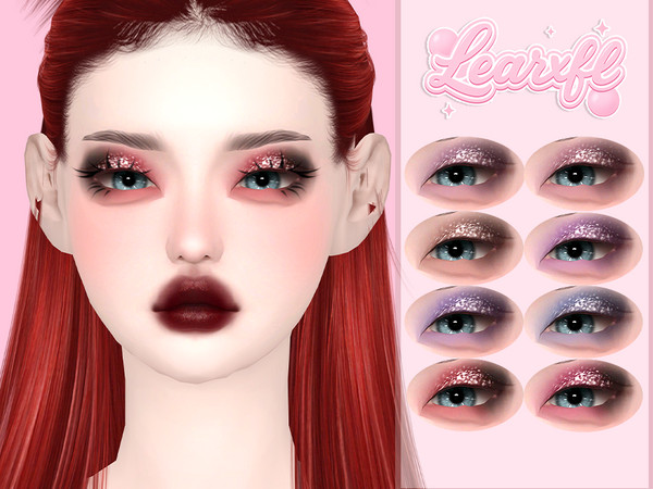 Sims 4 — [Learxfl] Trisha Eyeshadows by Learxfl — Eyeshadows, 10 swatches , HQ and BGC . Standalone item with thumbnail.